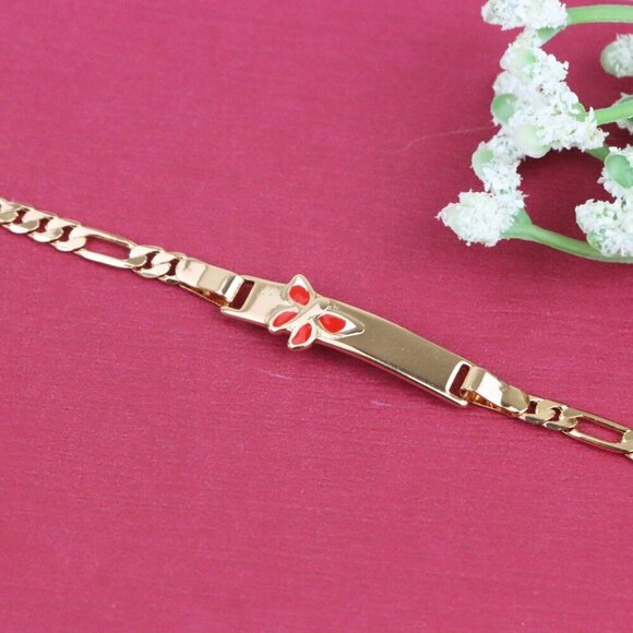 Rose Gold Butterfly Charm Bracelet, Gold Plated Over Brass, XPBL0702 - Picture 9 of 12